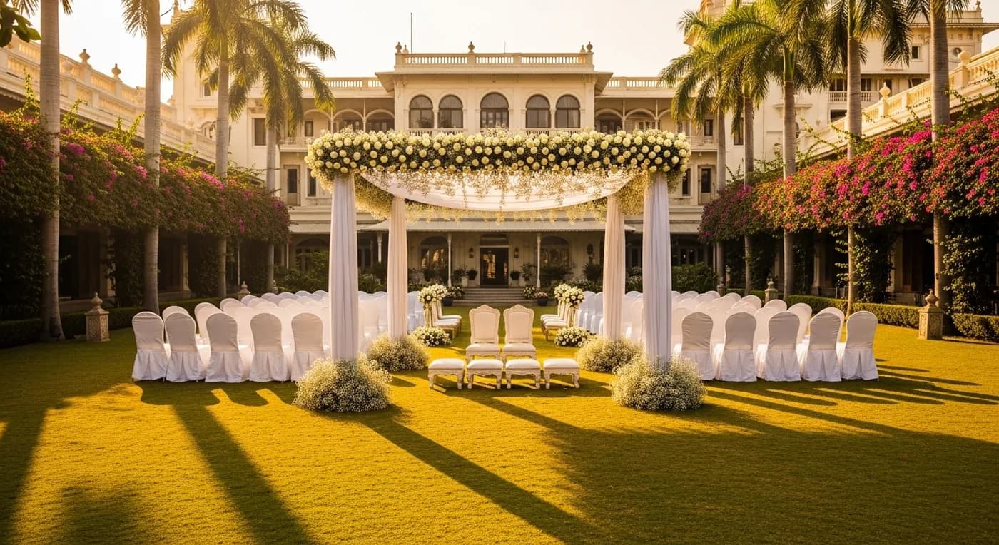 Royal Orchid Metropole garden ceremony setup for a Mysore wedding