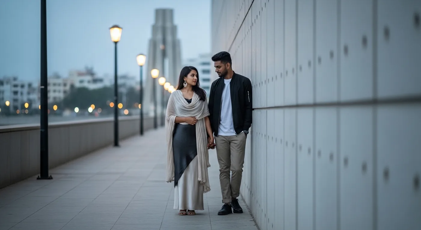 Urban couple photoshoot at a contemporary Chennai location
