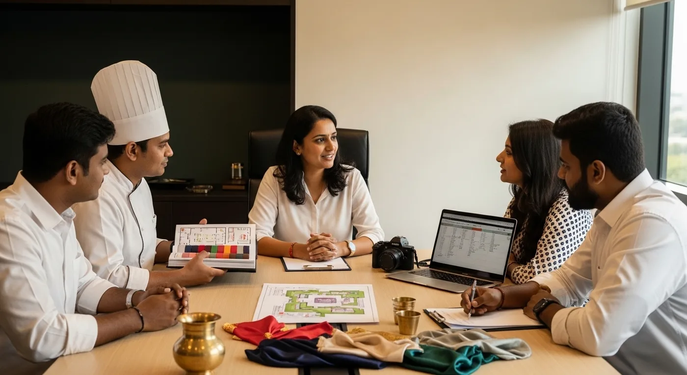 Wedding vendor coordination at a Chennai event management office