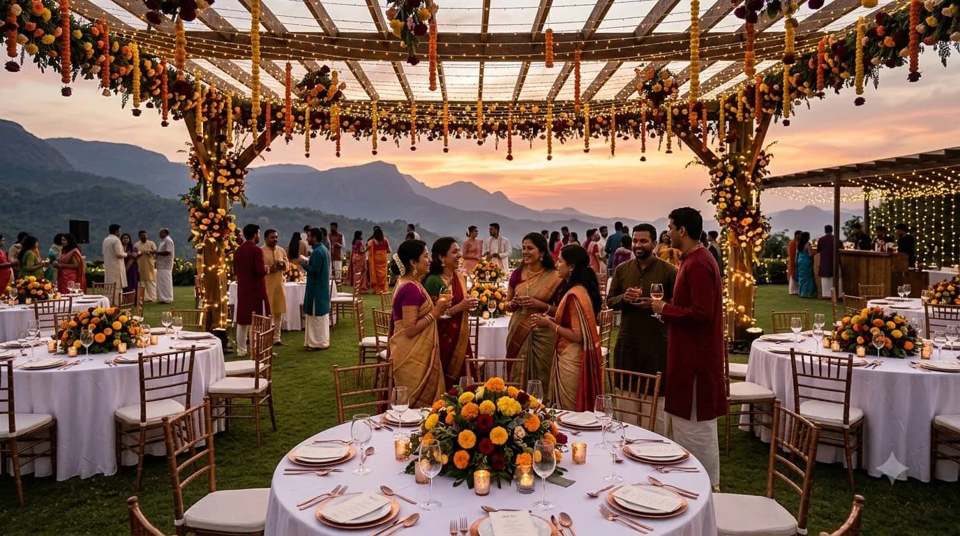 Mid-range 150-guest destination wedding in South India resort