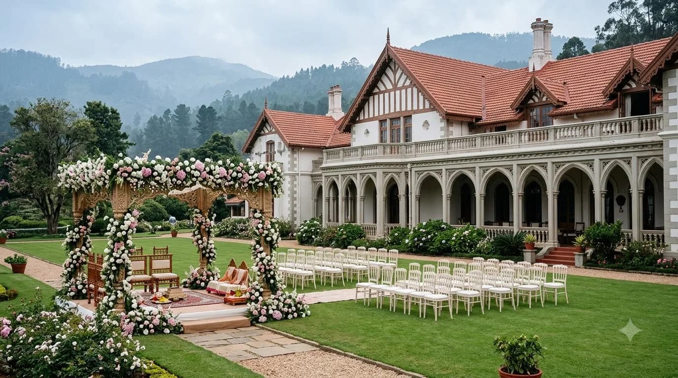 Ooty Fernhill Palace wedding venue with colonial architecture