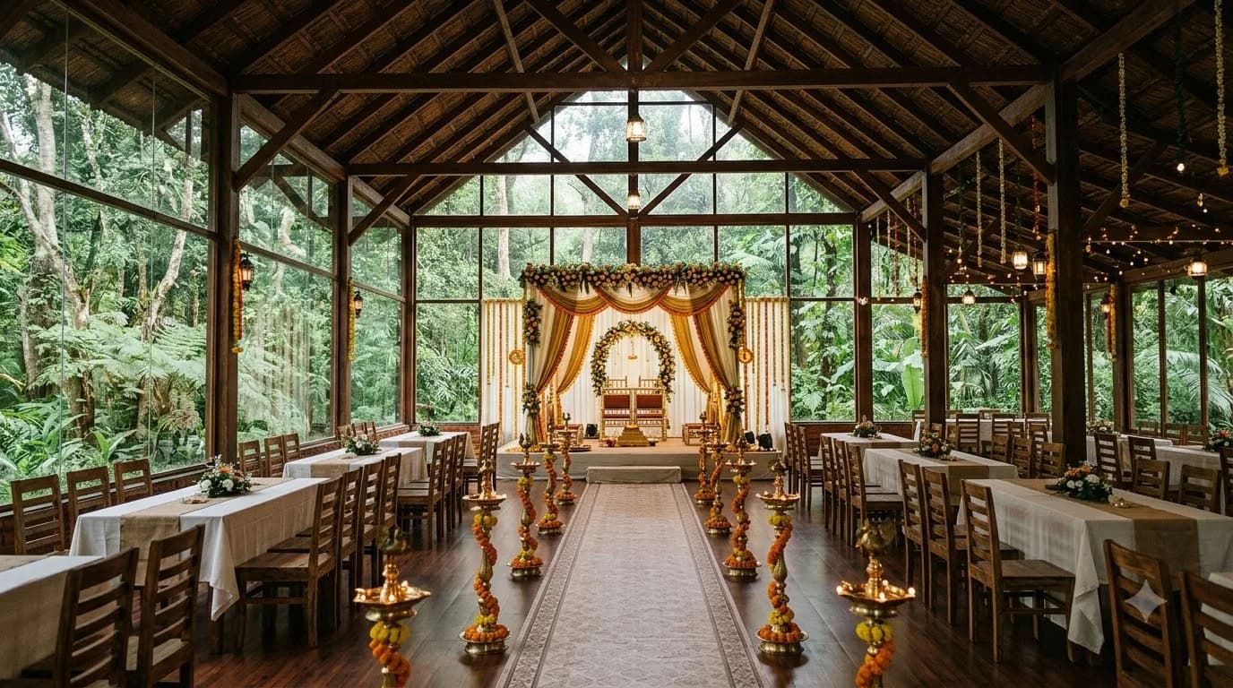 Wayanad Vythiri Village wedding venue surrounded by rainforest