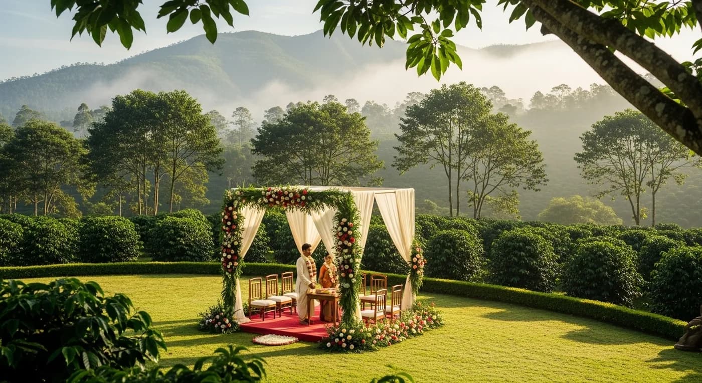 Stunning destination wedding ceremony at a Coorg coffee plantation resort