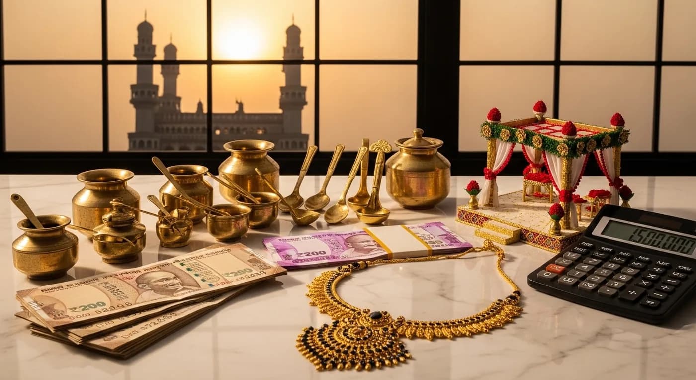 Hyderabad wedding budget breakdown showing venue and catering cost categories