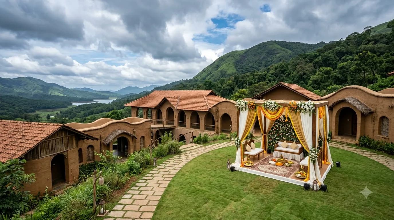 Banasura Hill Resort earth architecture wedding venue Wayanad