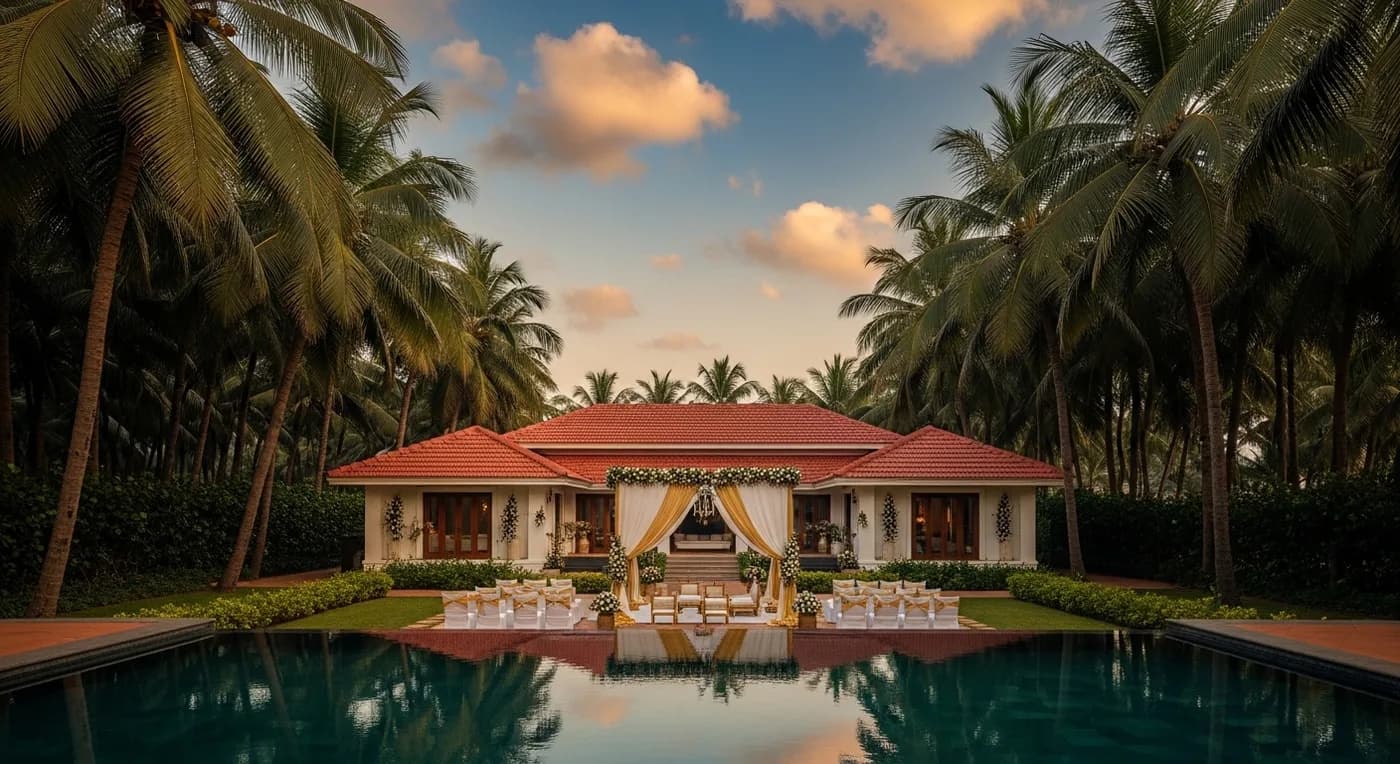 Private villa with infinity pool at an Alibaug luxury wedding resort