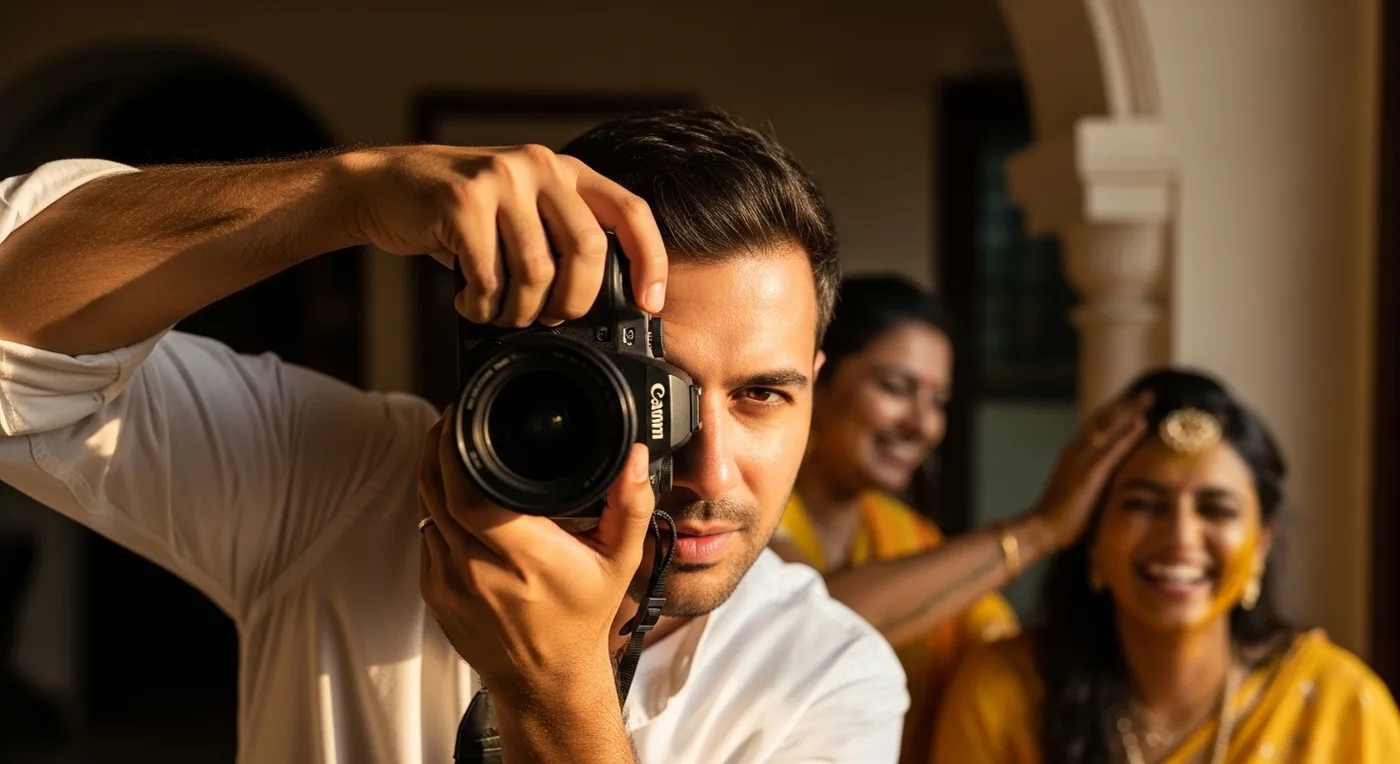 Mumbai candid photographer shooting bride during haldi ceremony
