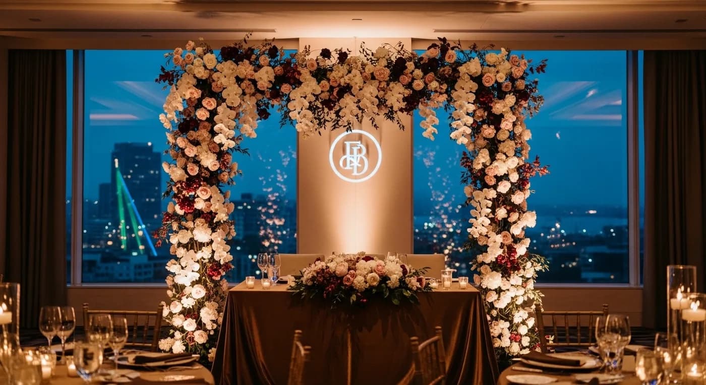 Elegant Mumbai wedding ceremony at a five-star Bandra hotel with floral mandap and sea views