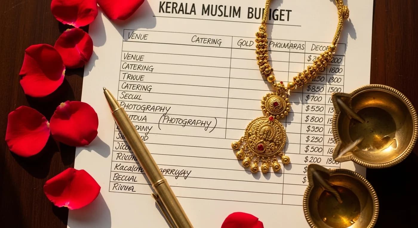 Budget planning overview for a Malabar Muslim wedding with itemised cost breakdown