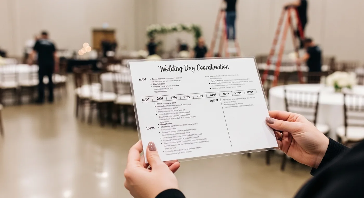 Hour-by-hour coordination timeline for a Kerala Muslim wedding day