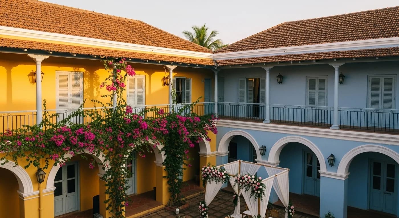 Charming Pondicherry destination wedding at a French Quarter heritage venue