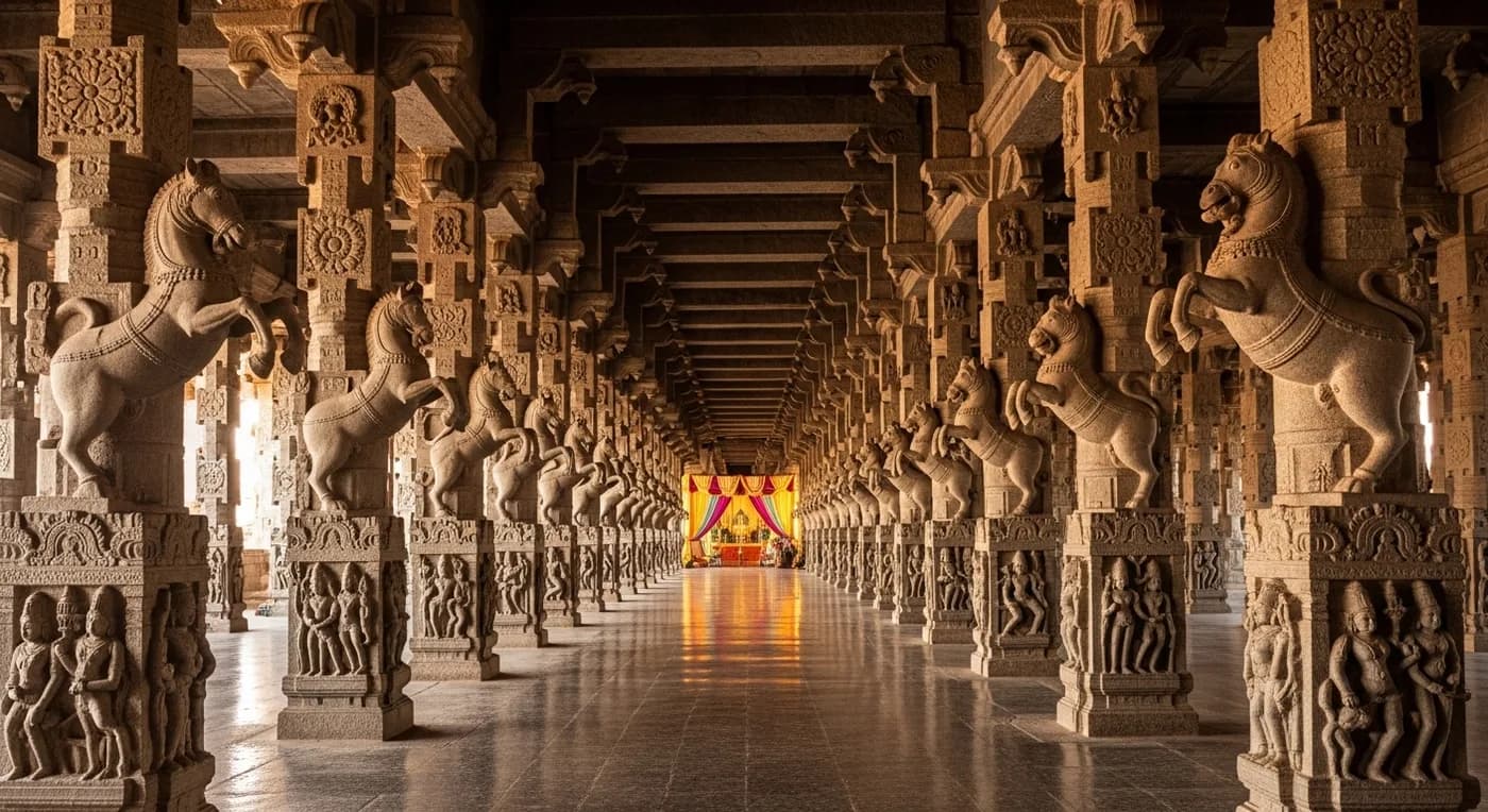 Sri Ranganathaswamy Temple Srirangam with ornate gopuram and wedding mandapam