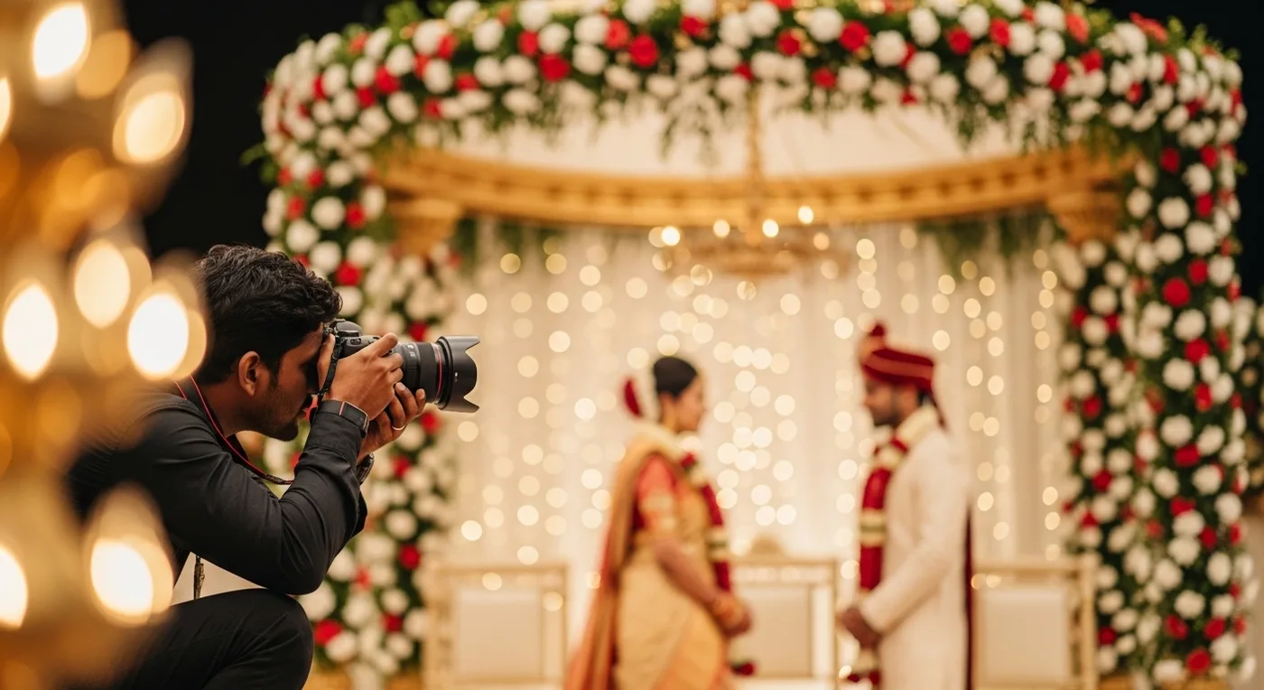 Candid wedding photographer capturing moments at a Bangalore wedding