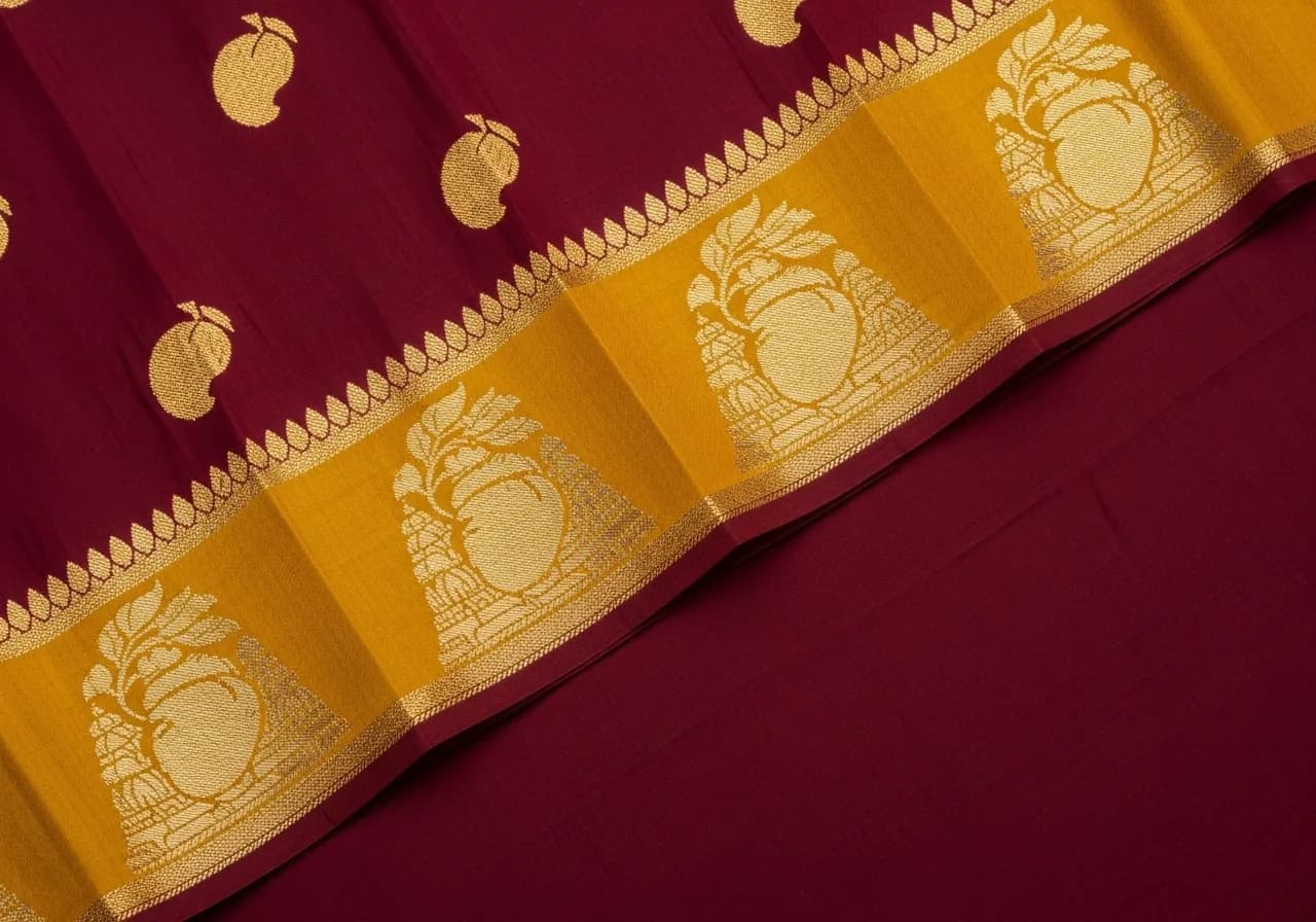 Kerala bridal wear atelier shelves lined with Kasavu silks