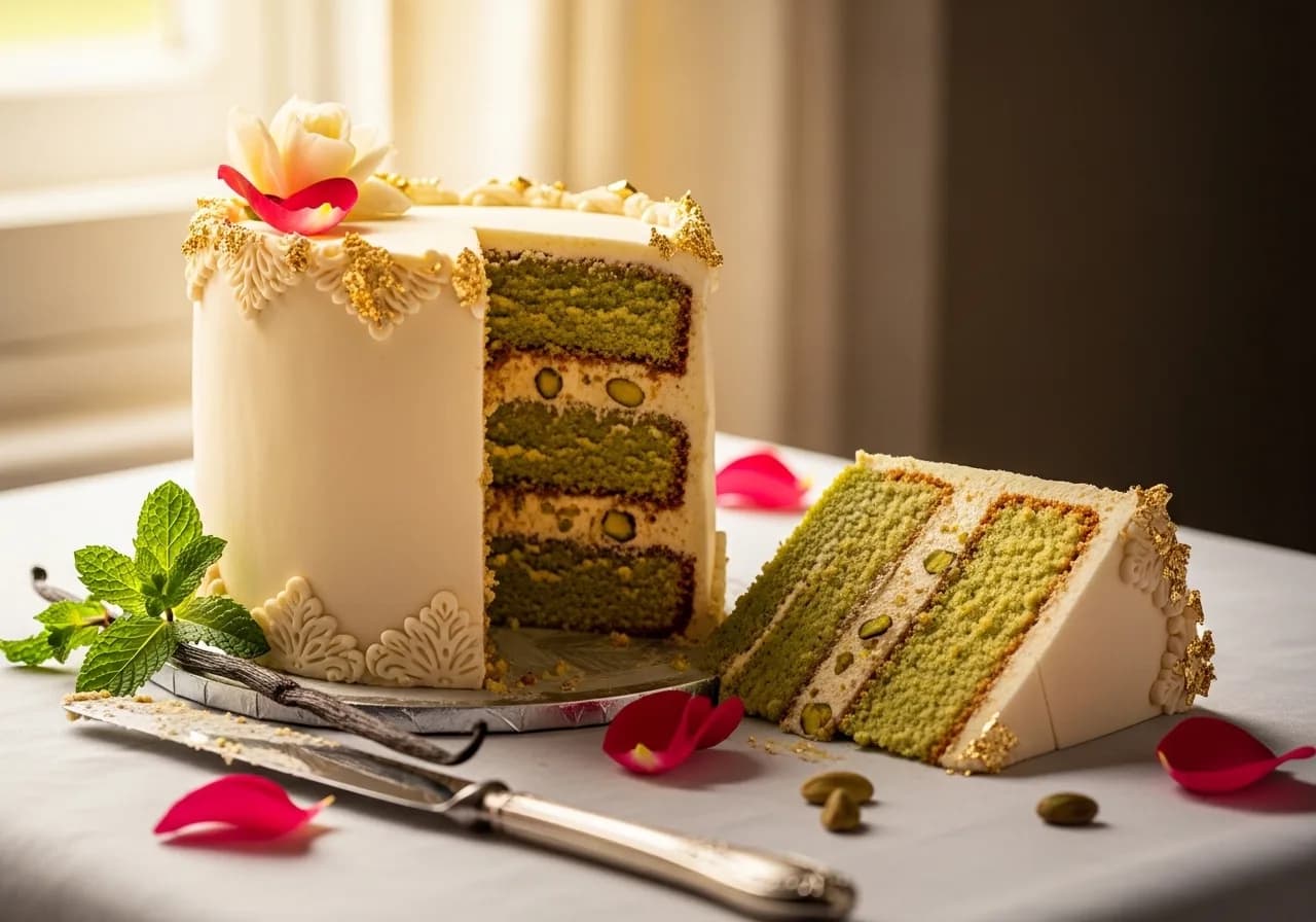 Kerala wedding cake tier adorned with jasmine and gilded filigree