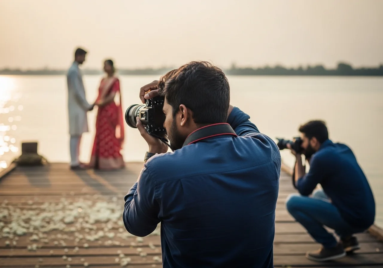 Kerala wedding photographer framing a backwater ceremony moment