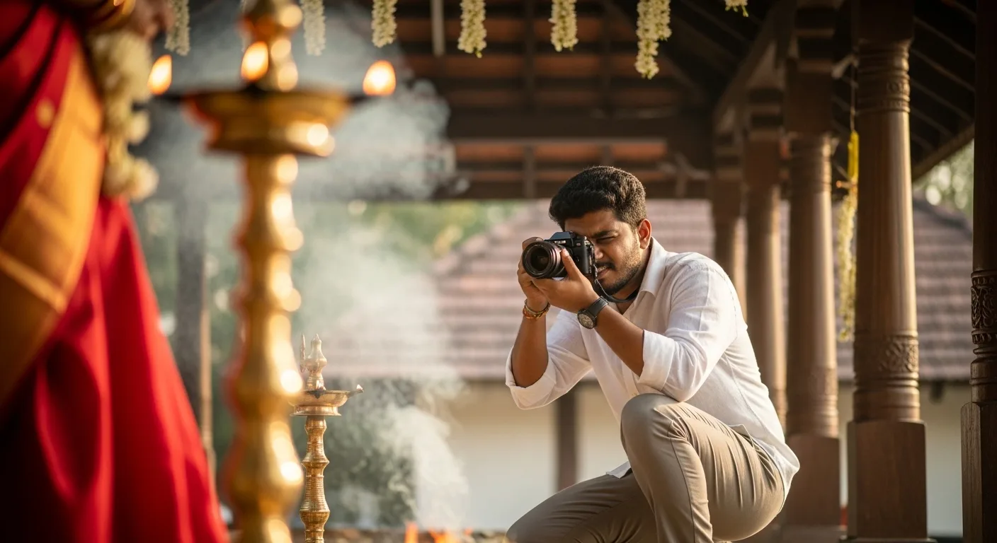 Kerala wedding photographer capturing a backwater ceremony