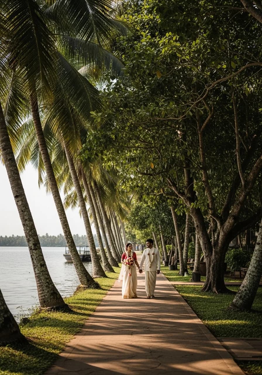 Beautiful backwater wedding venue setup in Kerala inspiration for Indian weddings