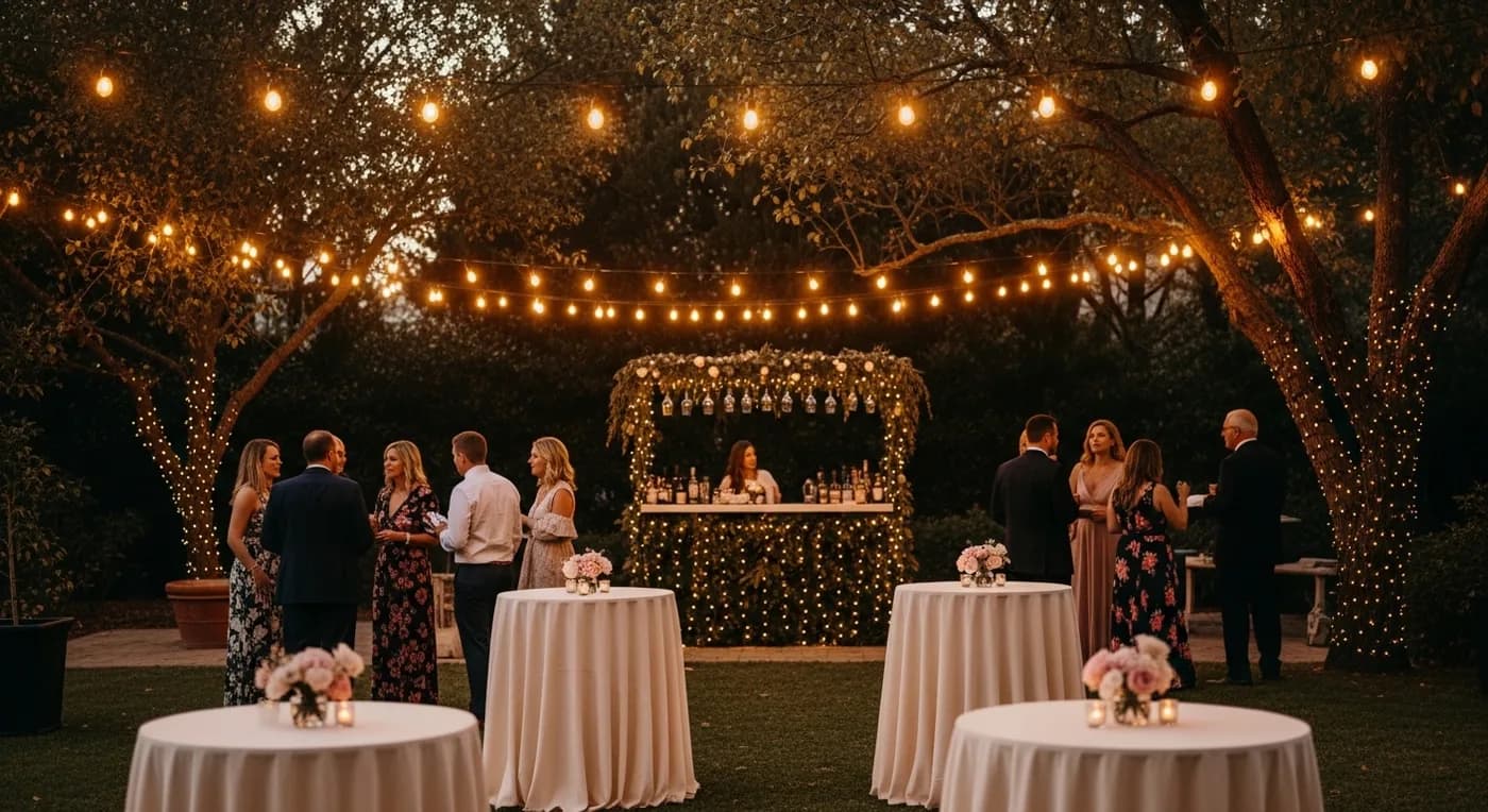Candlelit evening engagement celebration with warm intimate atmosphere