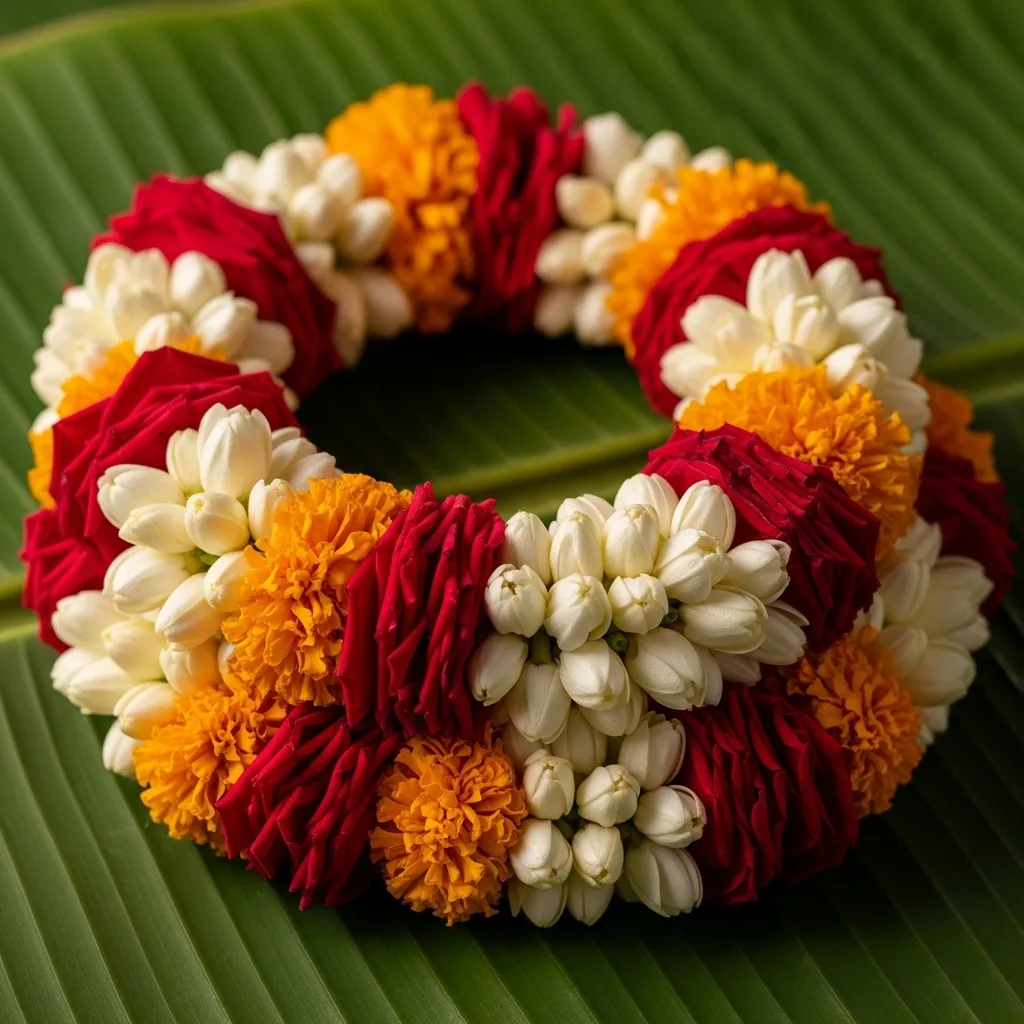 Hanging floral installation with white roses and orchids over wedding reception