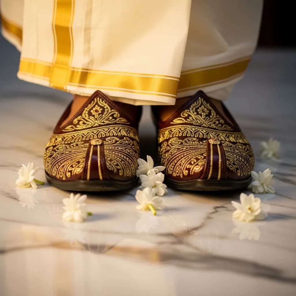 Wedding couple portrait with groom in formal attire holding flowers
