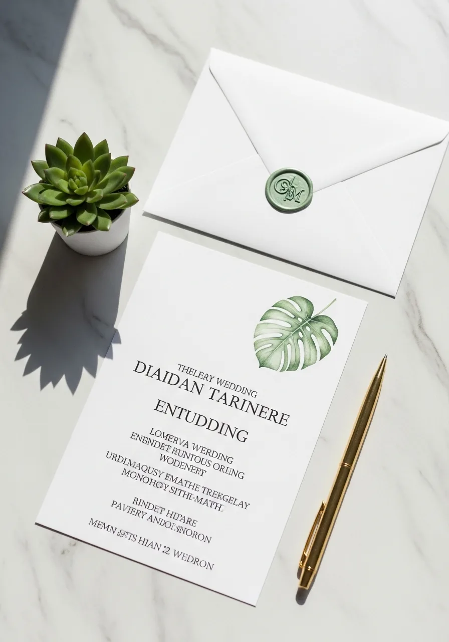 Bride in white dress in a garden — the type of photograph used on modern photo invitations