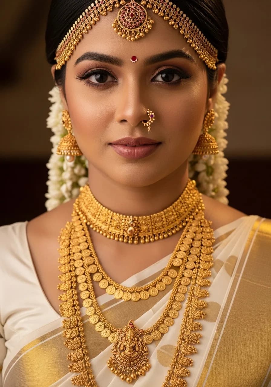 Beautiful Kerala saree bridal look inspiration for Indian weddings