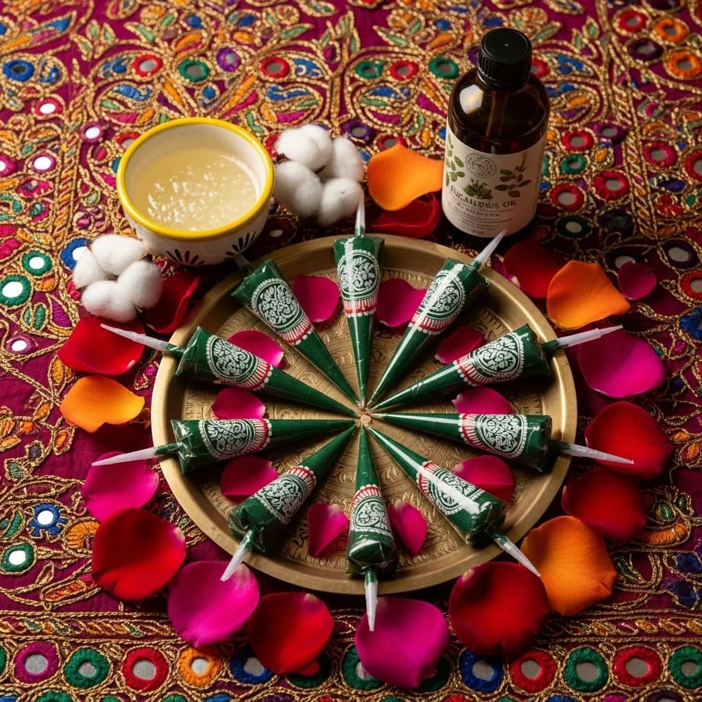 Intricate mehndi design on bride's hands with detailed floral henna patterns