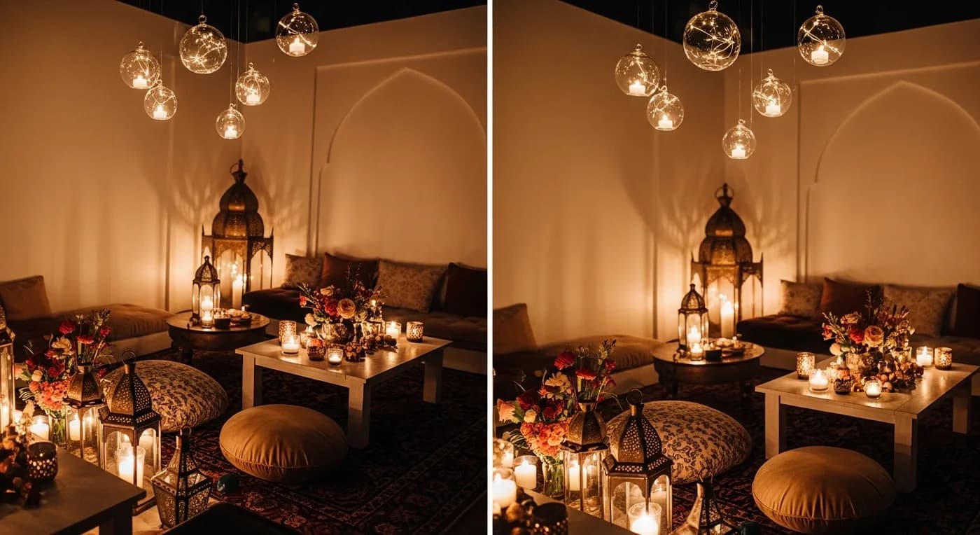 Floral arch decoration for mehendi ceremony backdrop with greenery