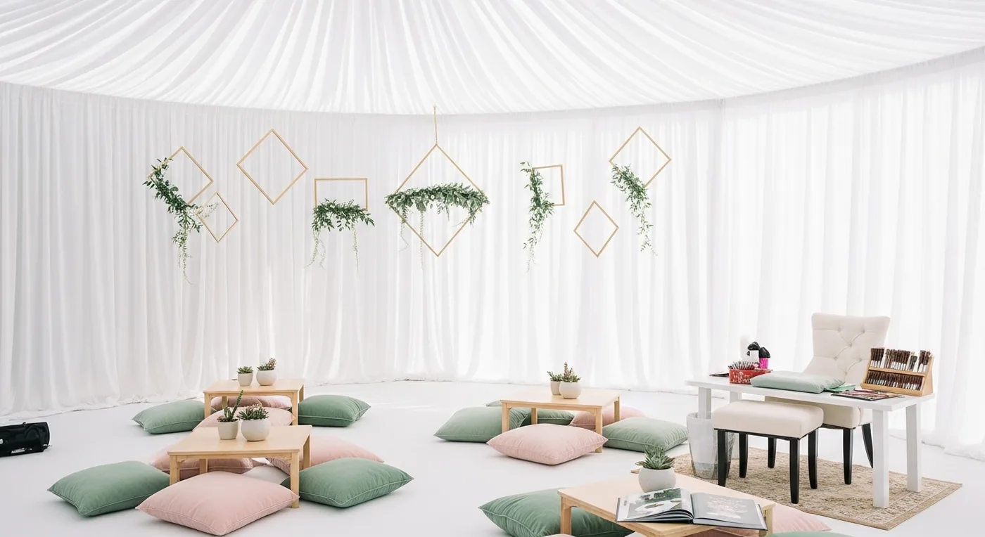 Pink and peach flowers arranged for mehendi ceremony decoration