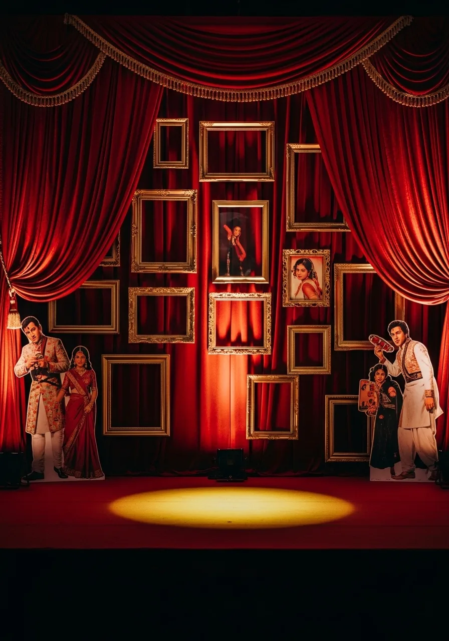 Elegant white reception setup that doubles as sangeet celebration venue