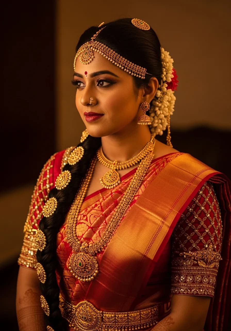 Beautiful South Indian bridal makeup look inspiration for Indian weddings