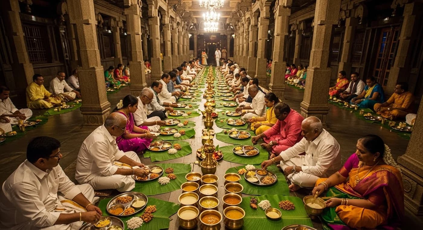 Candlelit ceremony with warm flickering light in a traditional setting