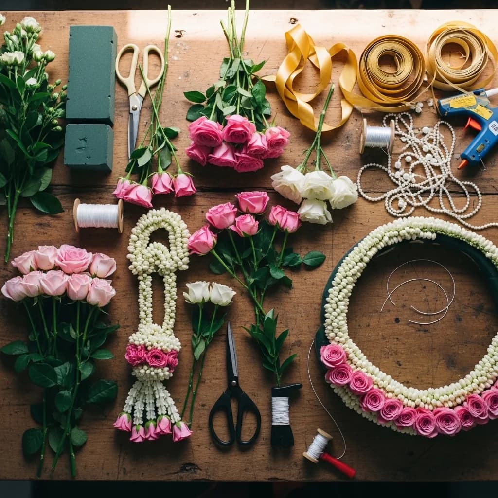 Pink ranunculus and rose flowers used in wedding car floral decoration