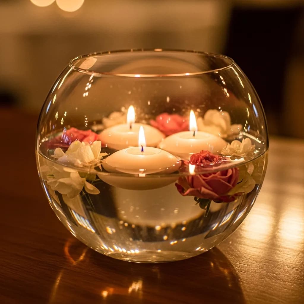Elegant dinner setup with coloured uplighting on crystal glassware
