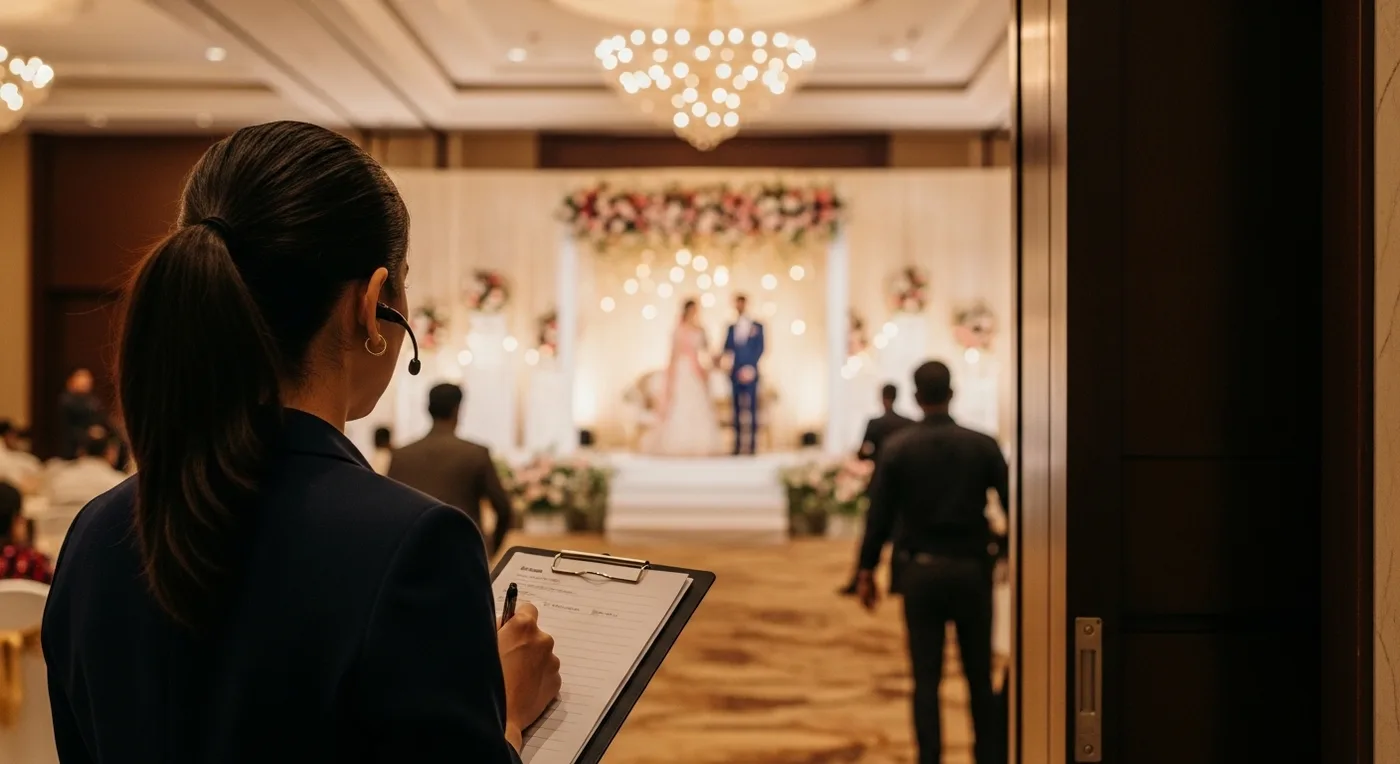 Wedding day coordination in progress at a Bangalore venue