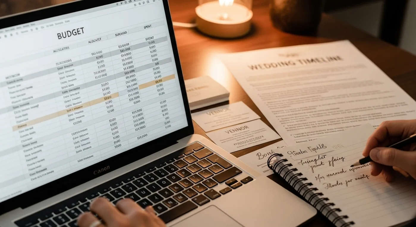 Wedding planner tracking vendor budgets and timelines
