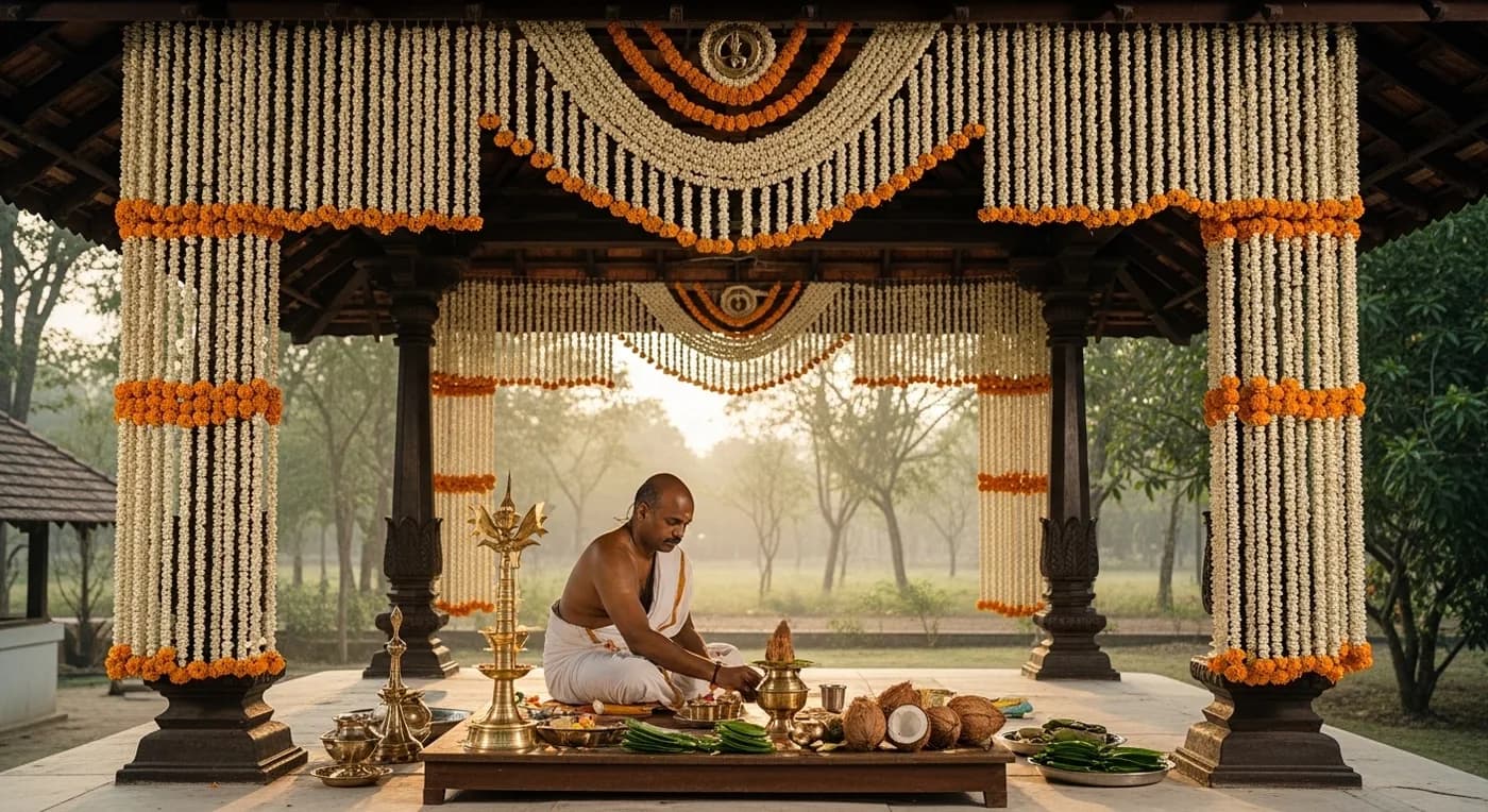 Traditional Kerala muhurtham ceremony at an NRI wedding near Kumarakom