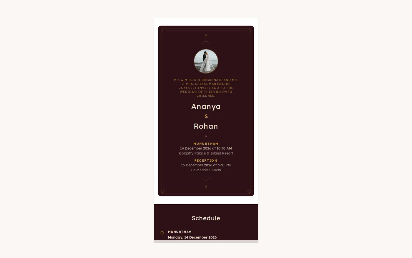 What guests see when they open your digital wedding invitation