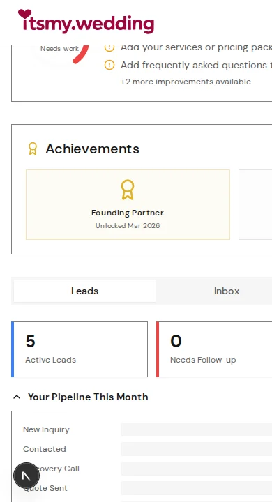 Wedding Vendor CRM — Track Leads from WhatsApp, Instagram & Referrals