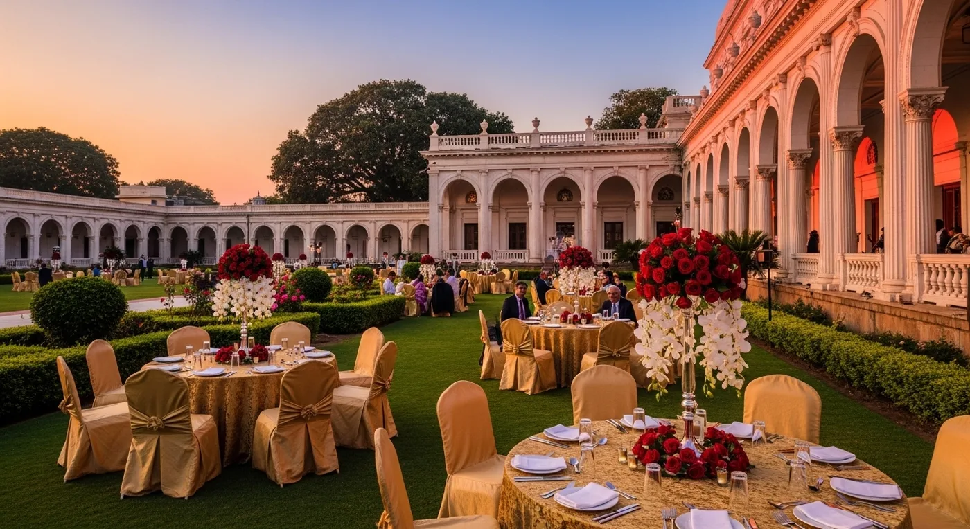 Jayamahal Palace venue decorated for a grand Bangalore wedding