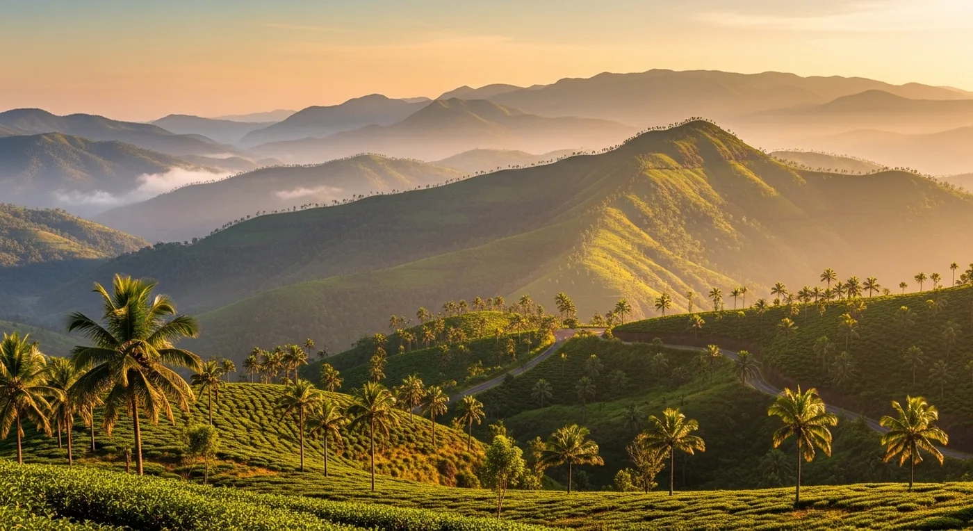 Coimbatore cityscape with Western Ghats backdrop at sunset