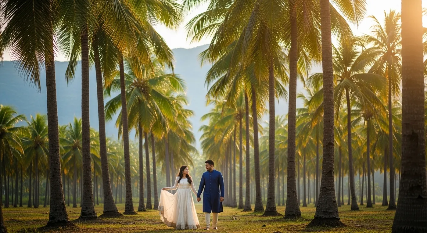 Grand marriage hall in Coimbatore decorated for a traditional Tamil wedding with floral mandapam and nadaswaram setup