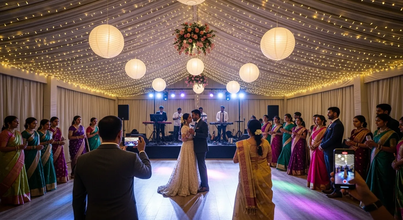 Scenic farmhouse wedding venue near Pollachi with coconut grove and hills