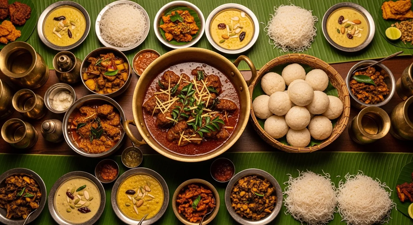 Kodava wedding feast spread featuring pandi curry kadambuttu and payasam at a Coorg resort