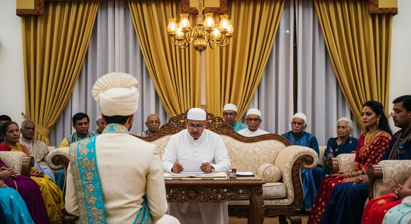 AED currency notes beside a Kerala wedding invitation card and budget spreadsheet