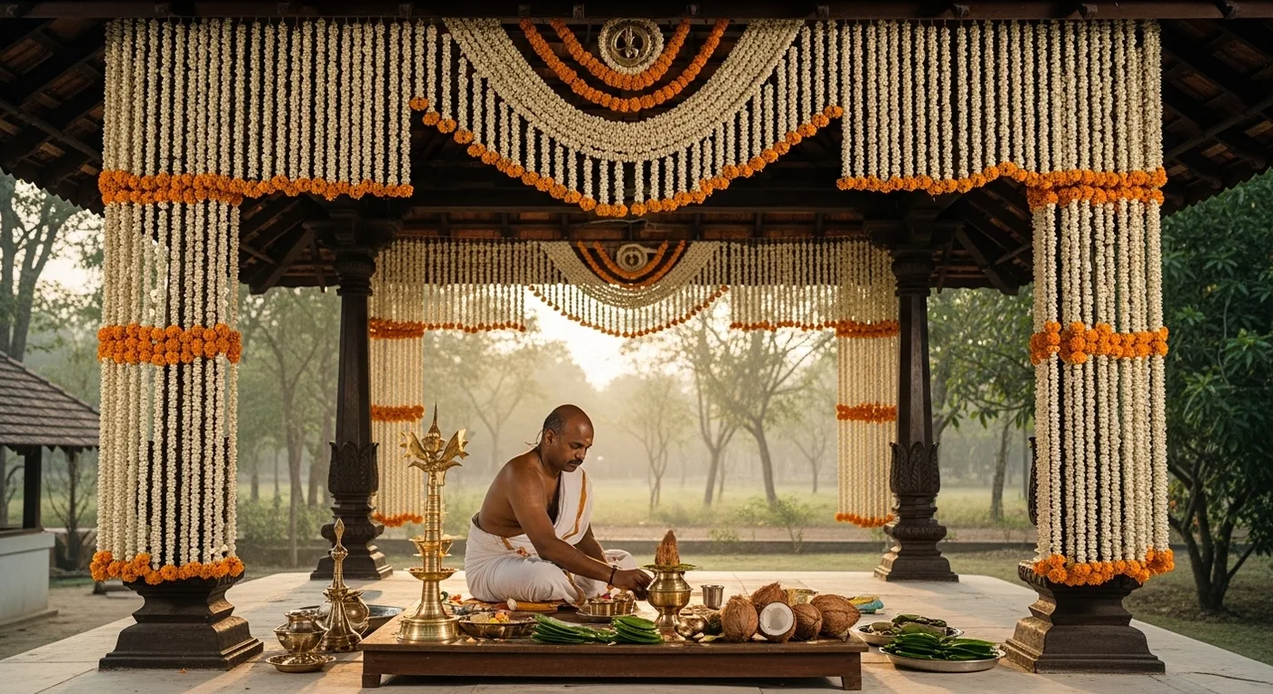 Traditional Kerala muhurtham ceremony at an NRI wedding near Kumarakom