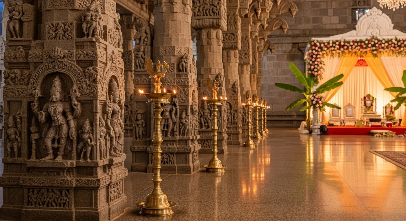 Panoramic view of Meenakshi Temple complex in Madurai showing multiple colourful gopurams against a clear sky