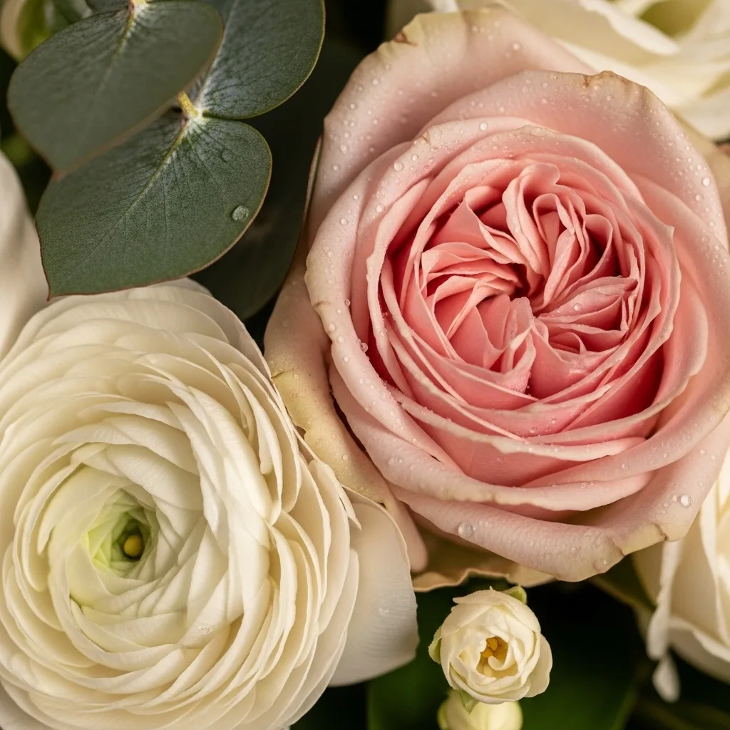 A breathtaking floral arrangement of pink ranunculus and garden roses for an Indian wedding
