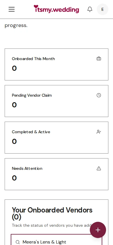 Quick Add form filled with vendor name, Photographer category, Kochi city, phone number, and email